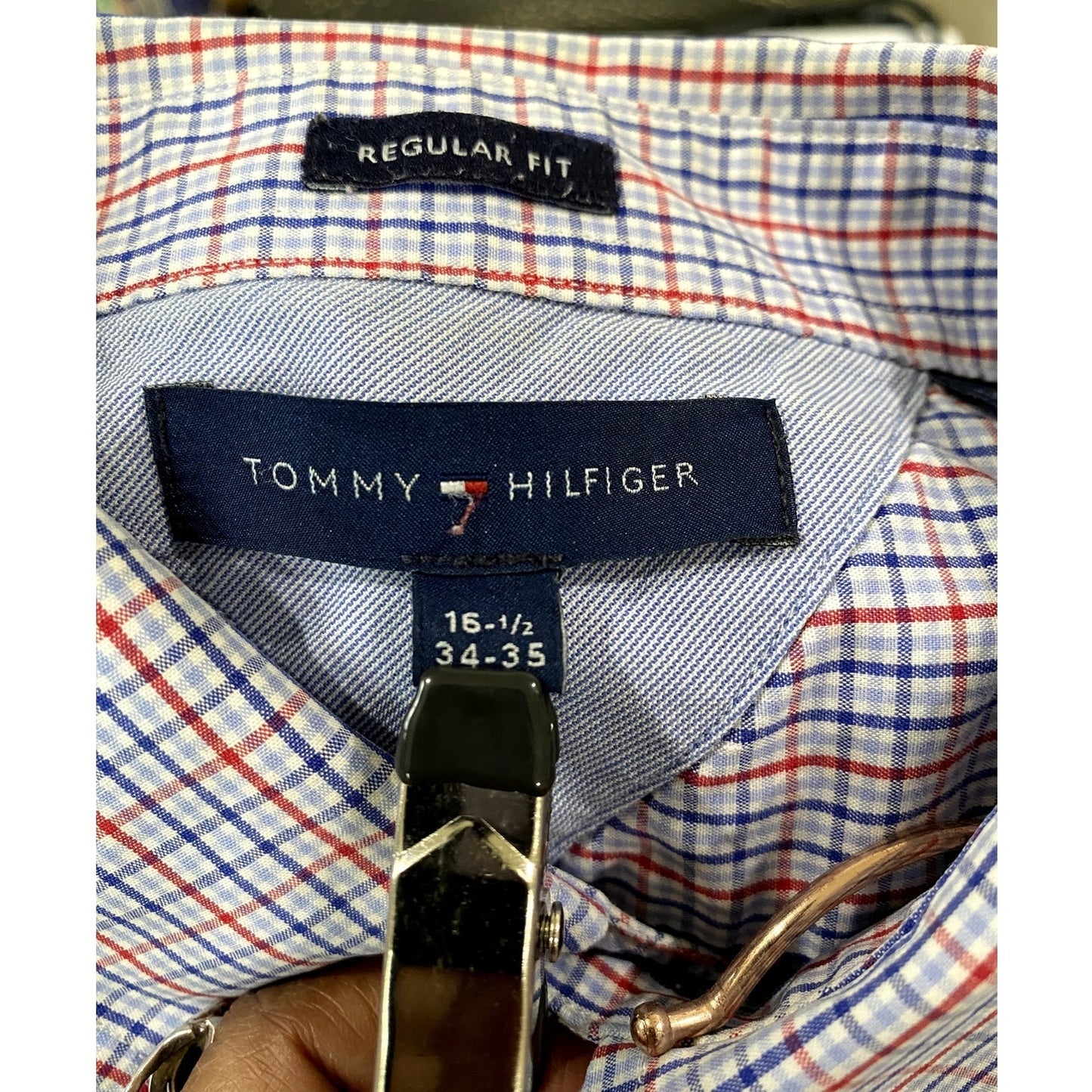 Tommy Hilfiger Plaid Casual Button Down Shirt - Sz. 34 - 35 (EUC)