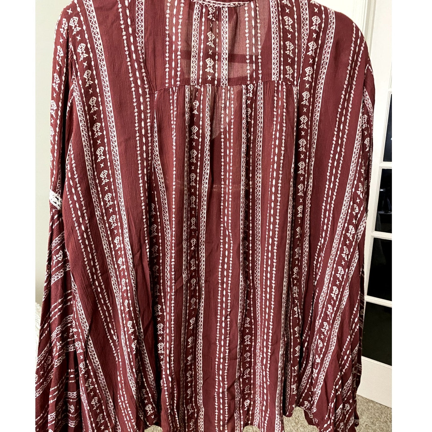 Lola P. Rust & White Boho Blouse - Size M (EUC)