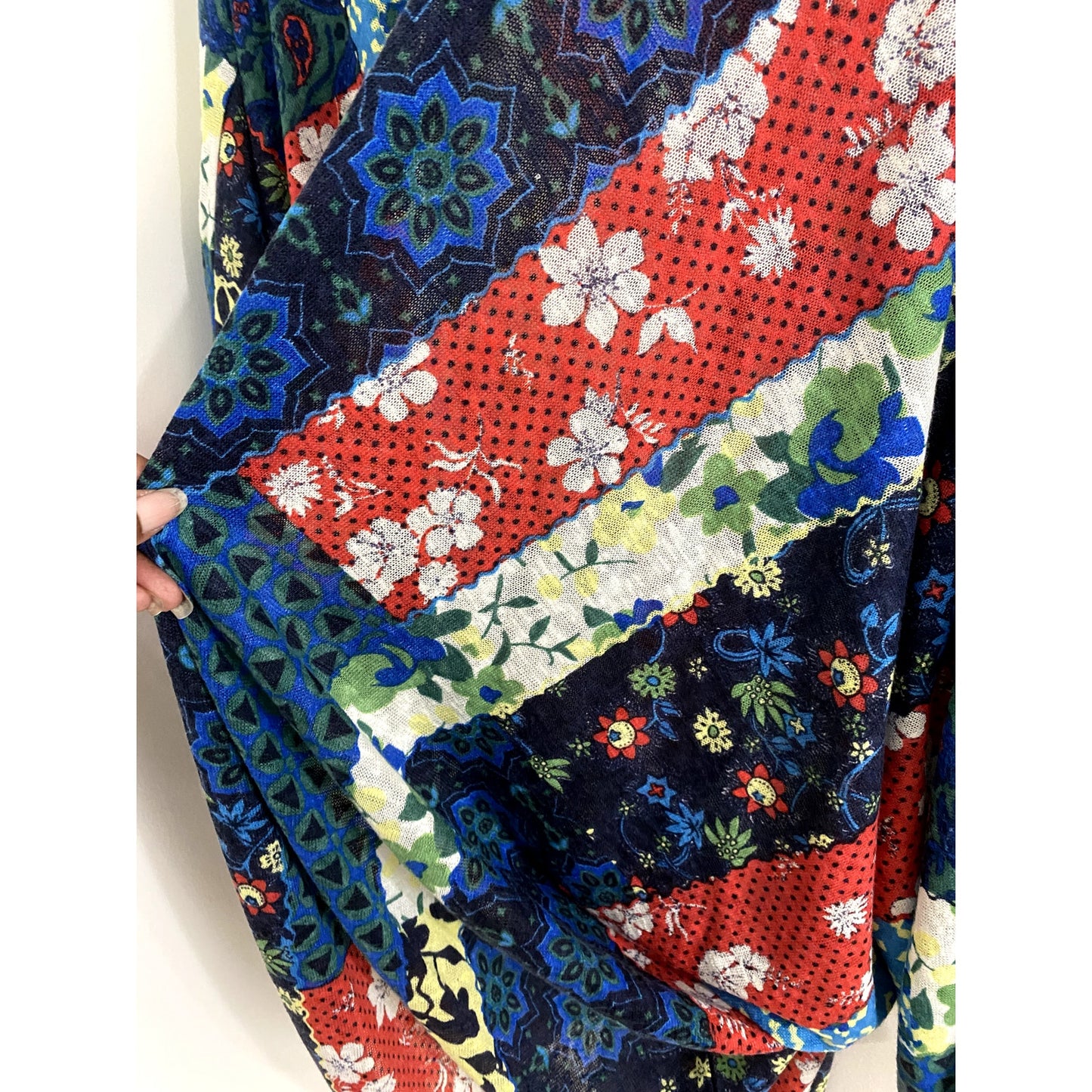 G.I.L.I. Blue Multiprint Patchwork Kimono - Size M/L (NWOT)