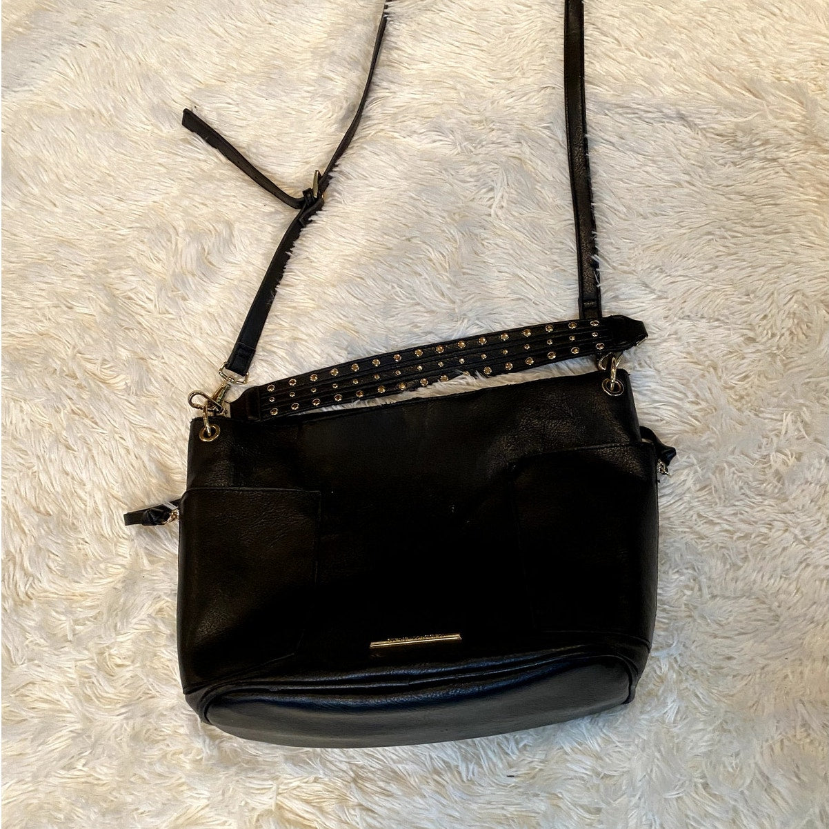 Steve Madden Black Vegan Leather Purse - Sz. OS (GUC)