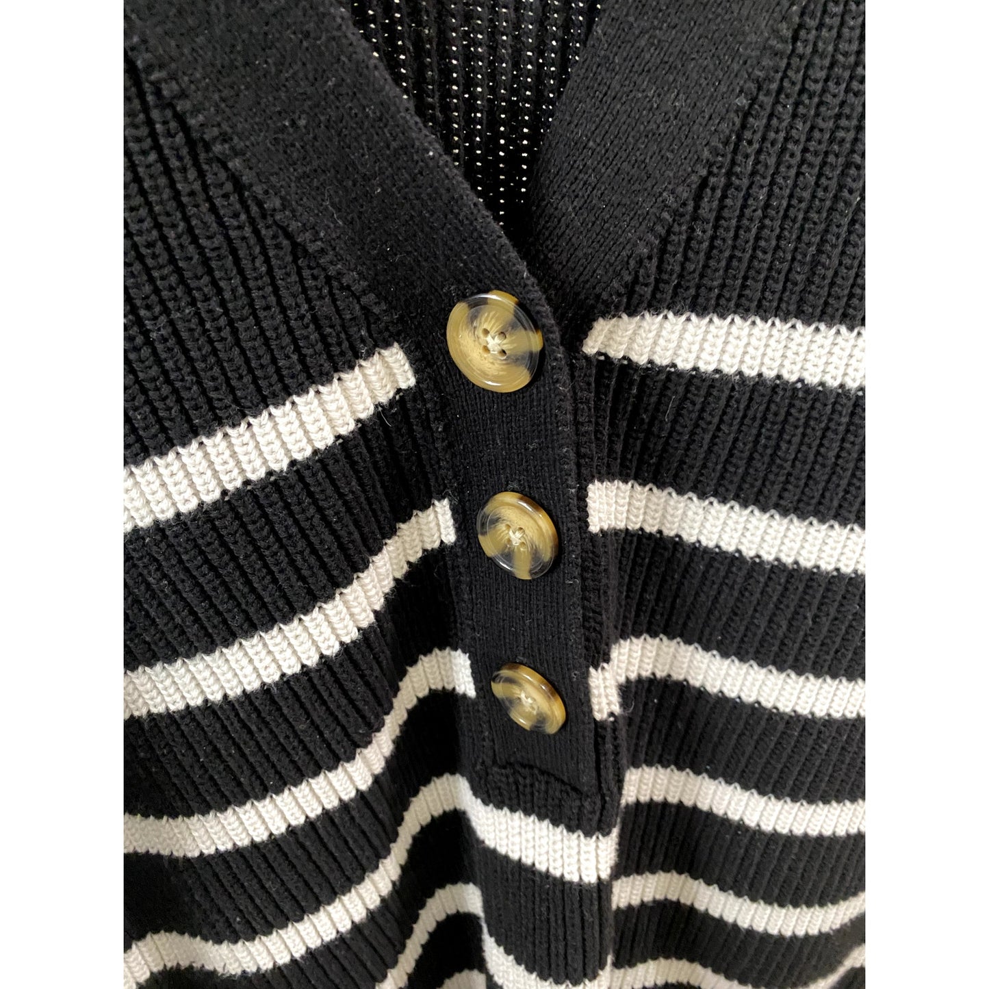 Rachel Zoe Henley Sweater with Horizontal Stripes - Size L (EUC)