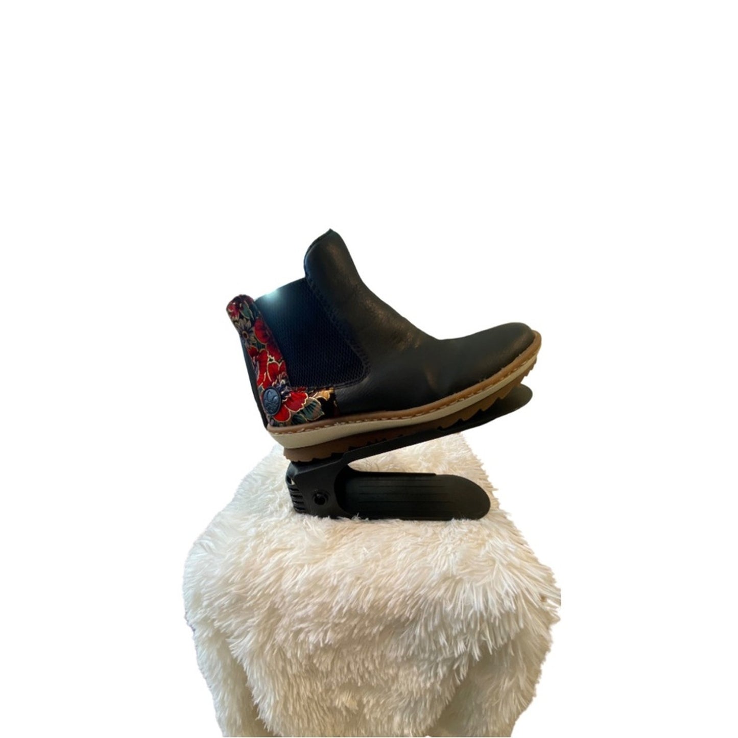 EUC Rieker Women’s Black Floral Chelsea Ankle Boots Size UK 37 (US 6.5)