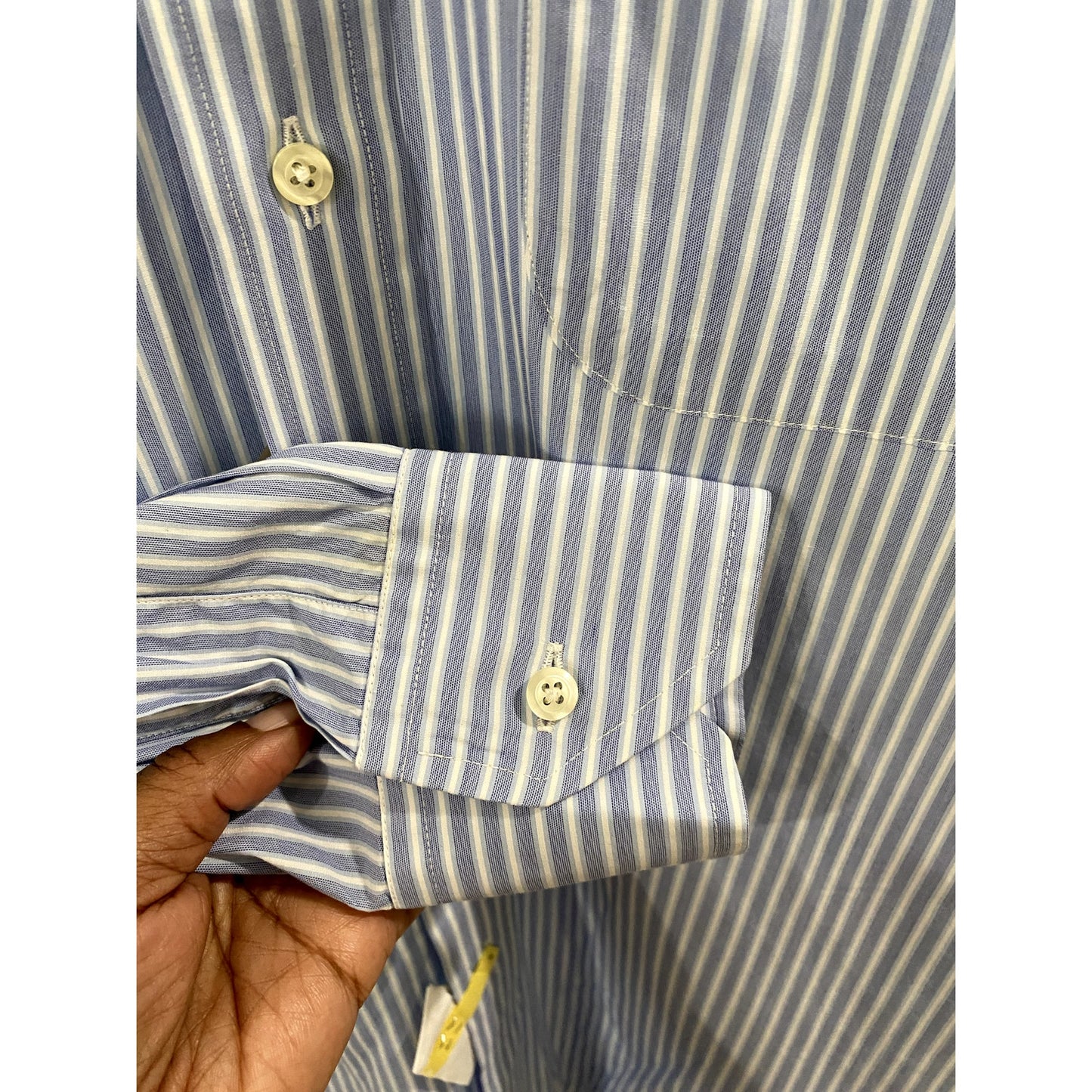 Tom Jones Corporate Image Blue/White Pinstriped Button Down Shirt - Approx. 2XL (EUC)