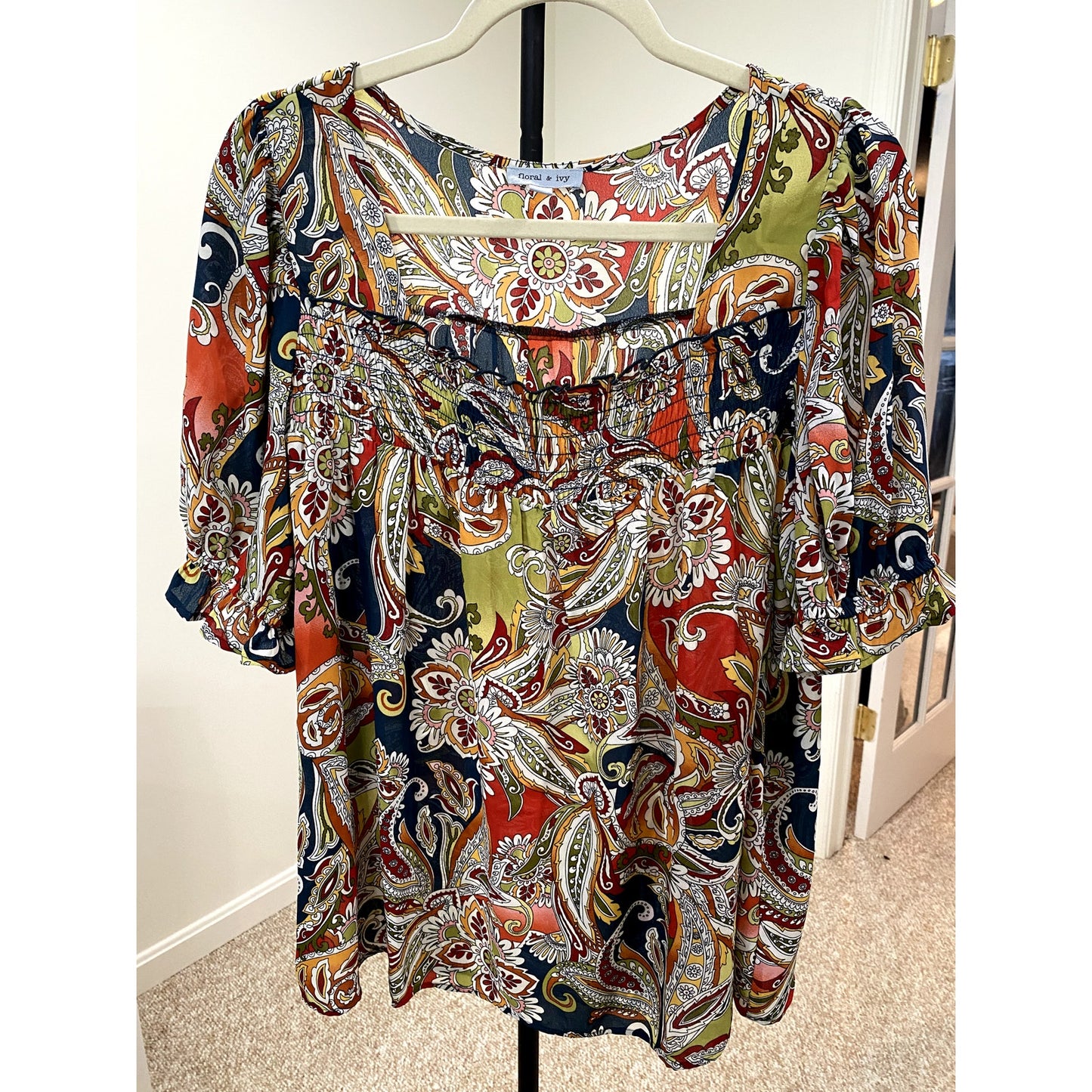 Floral & Ivy Multicolored Blouse - Size Large (EUC)