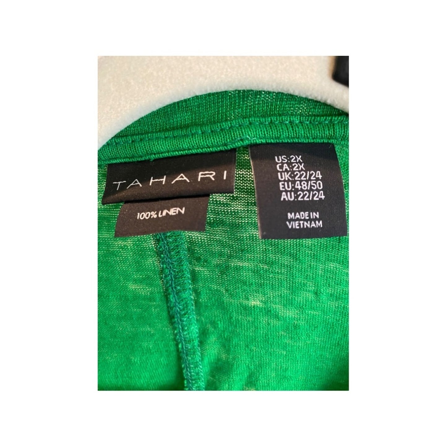 Tahari 100% Linen Green Top 2X