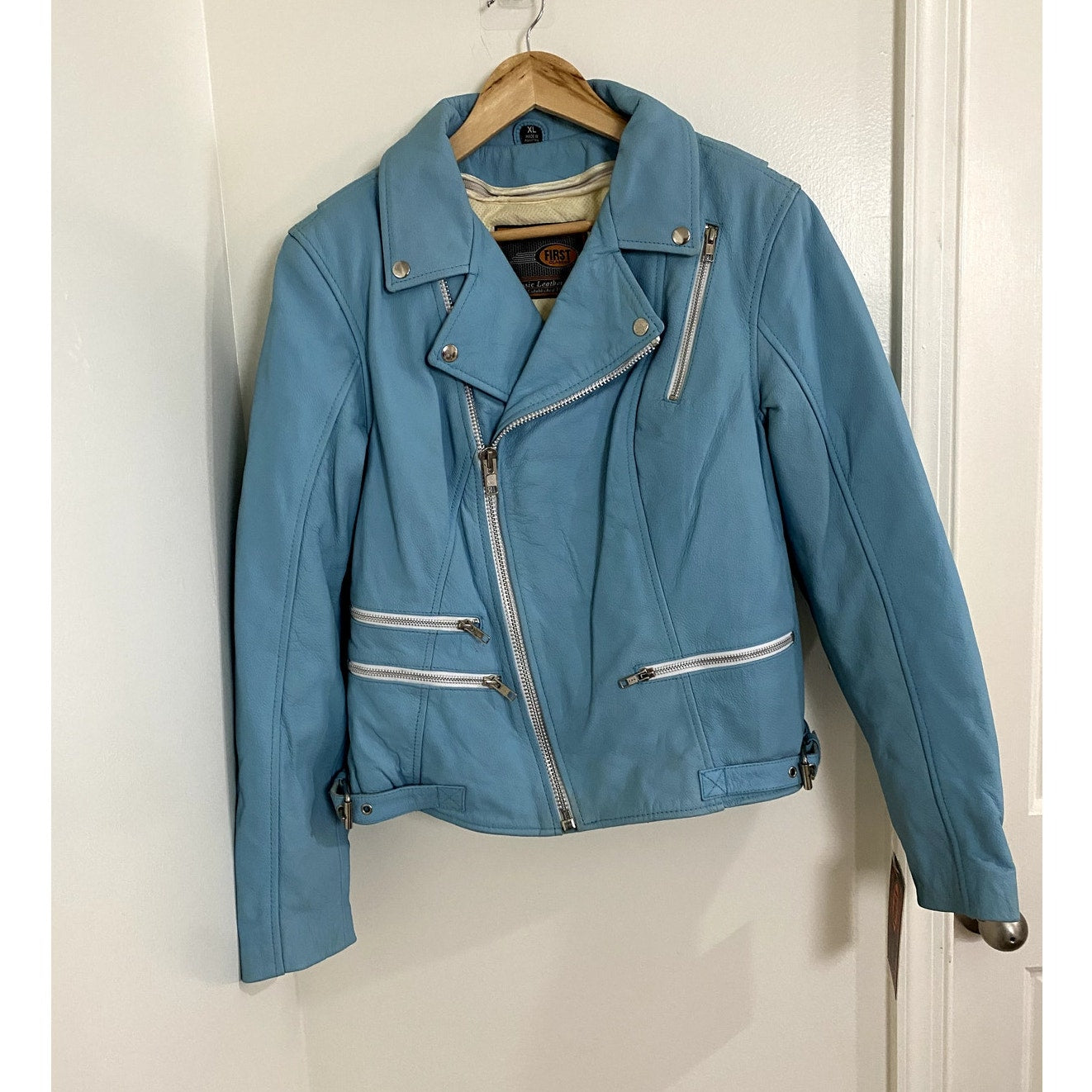 First Classics Blue Leather Jacket -Size XL (NWT)