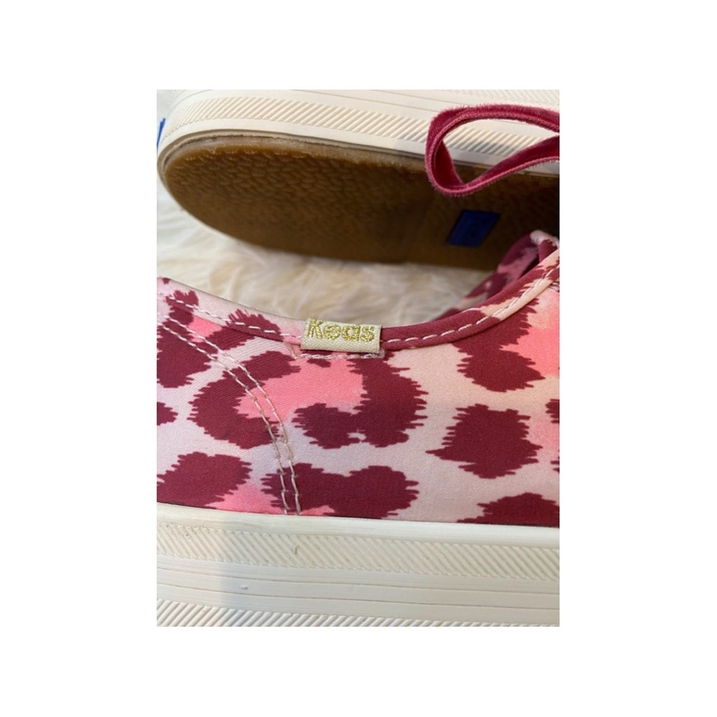 Kate Spade X Keds Pink/Burgundy Leopard Print Sneakers Size 9.5