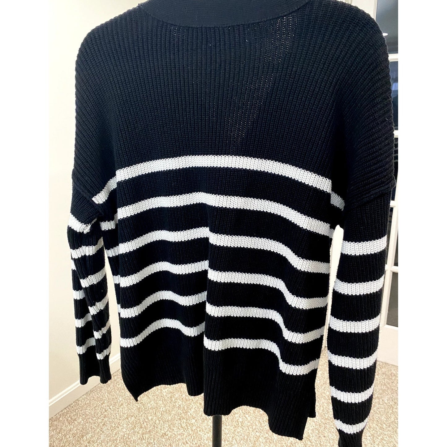 Rachel Zoe Henley Sweater with Horizontal Stripes - Size L (EUC)