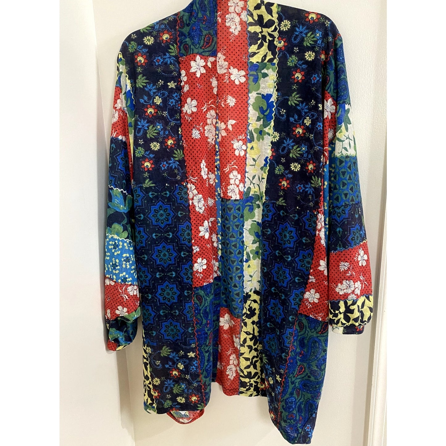 G.I.L.I. Blue Multiprint Patchwork Kimono - Size M/L (NWOT)