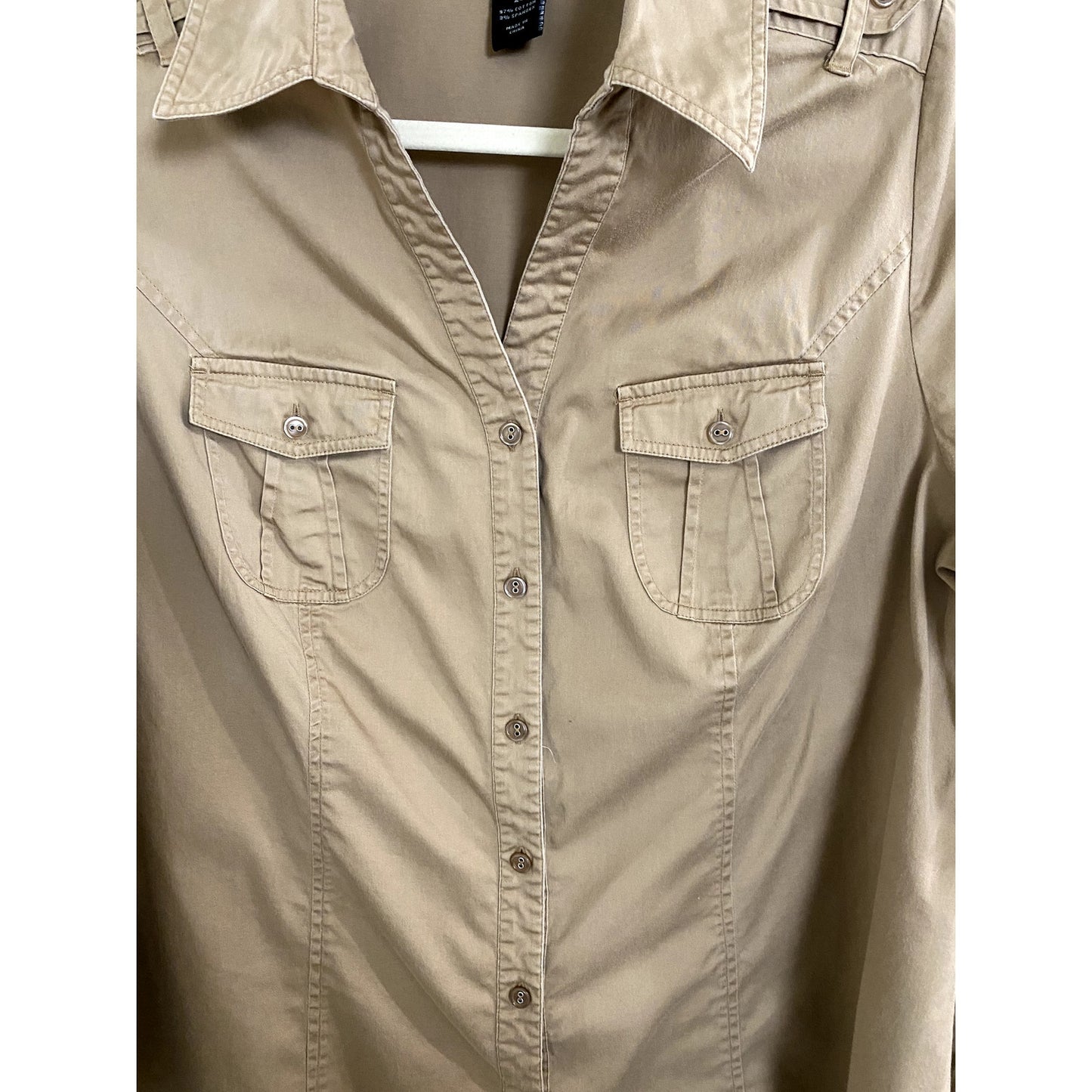 Lane Bryant Khaki Utility Button Up Blouse - Size 20