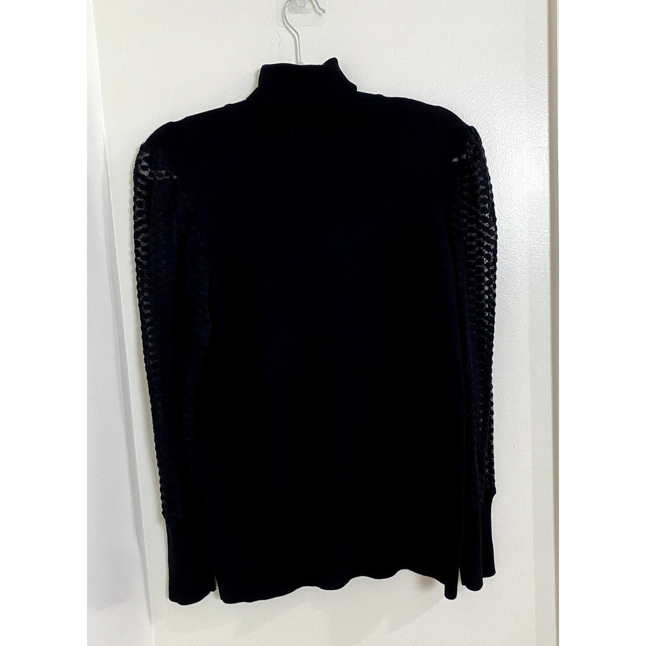 Adrianna Papell Black Swiss Dot Sheer Sleeve Sweater - Sz. M (NWT)