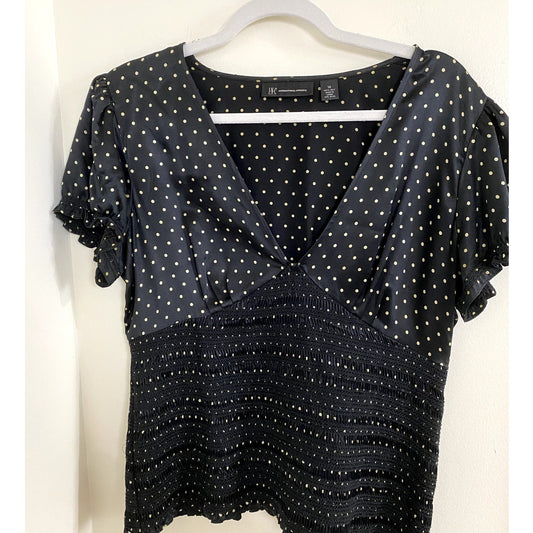 Inc. International Concepts Black Polka Dot Blouse - Size L (EUC)