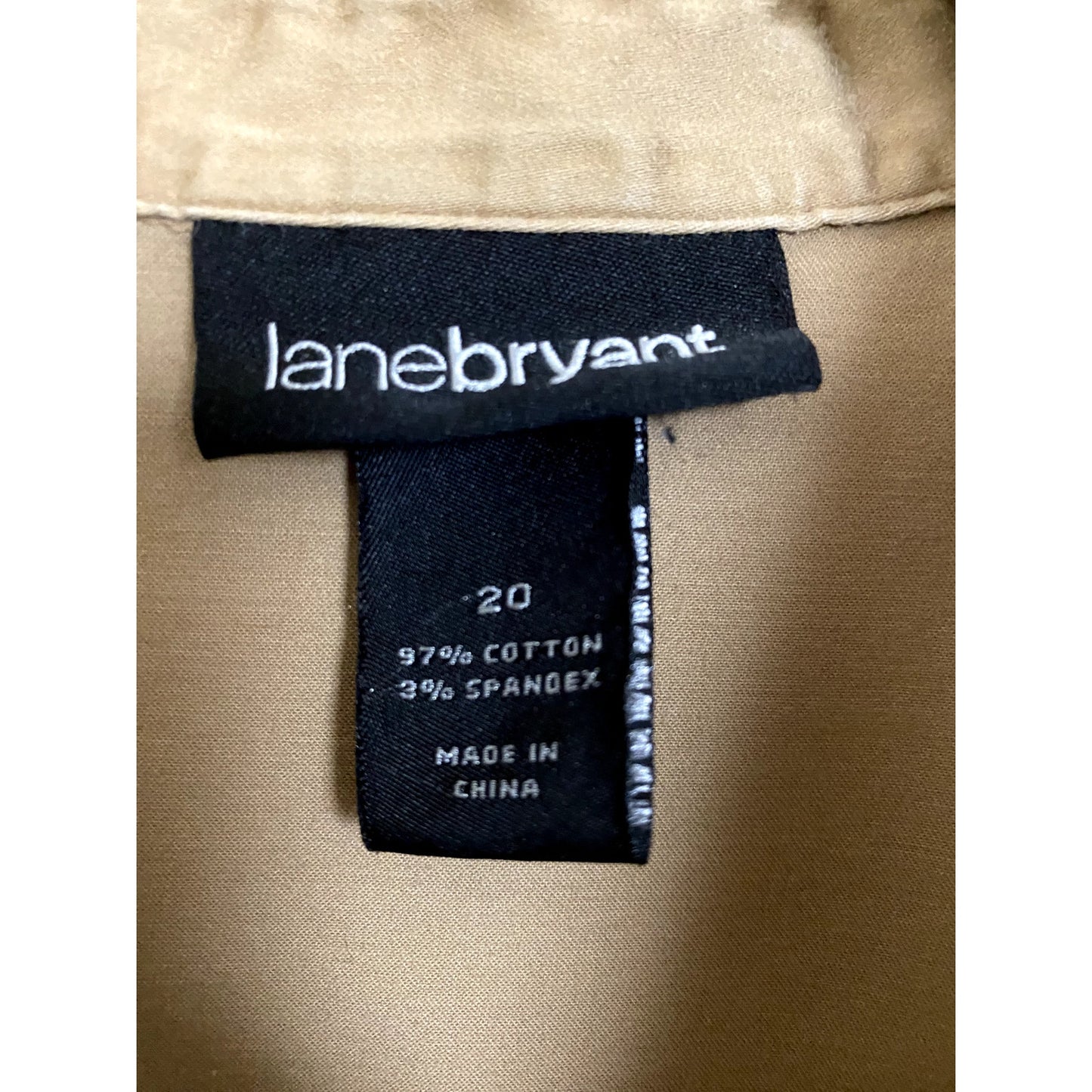 Lane Bryant Khaki Utility Button Up Blouse - Size 20