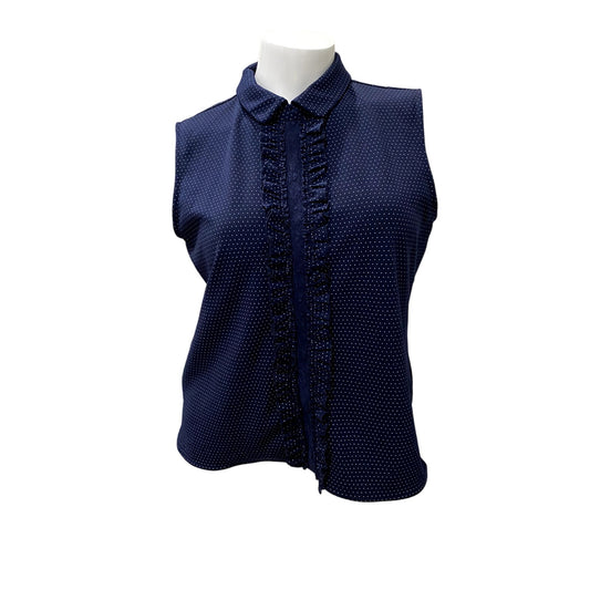 Karl Lagerfeld Blue Sleeveless Polka Dot Blouse - Size XL (VGUC)