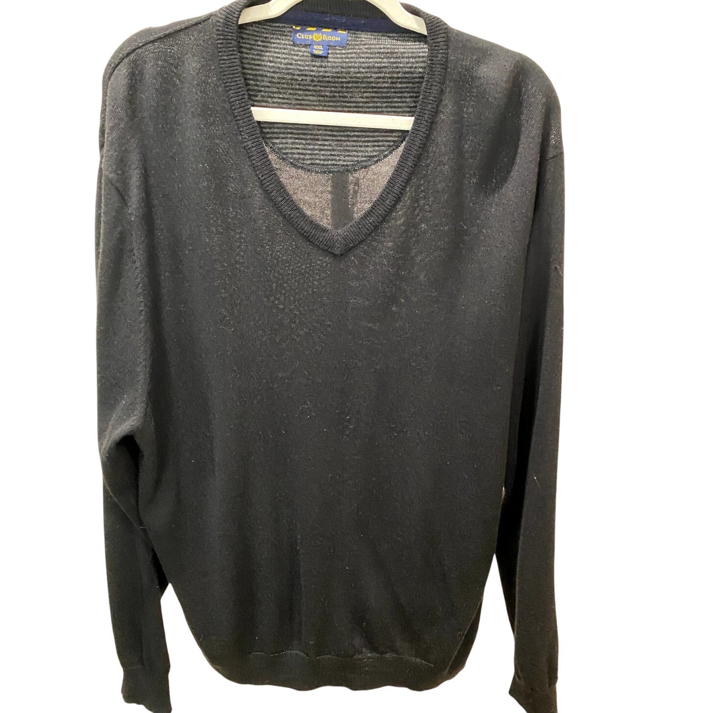 Club Room Black Merino Wool V-neck Sweater - Size XXL (EUC)