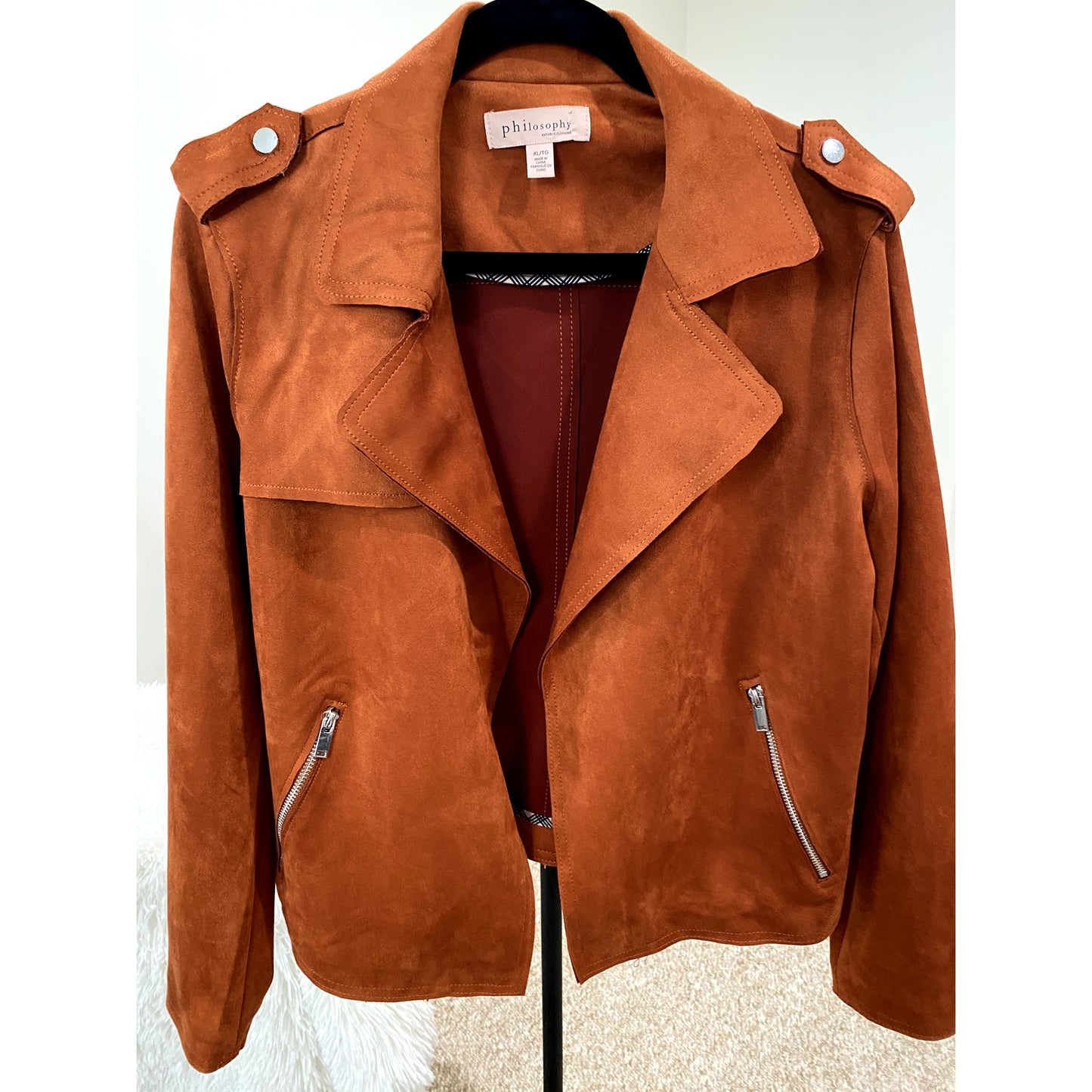 Philosophy Faux Leather Burnt Orange Jacket - Size XL (EUC)