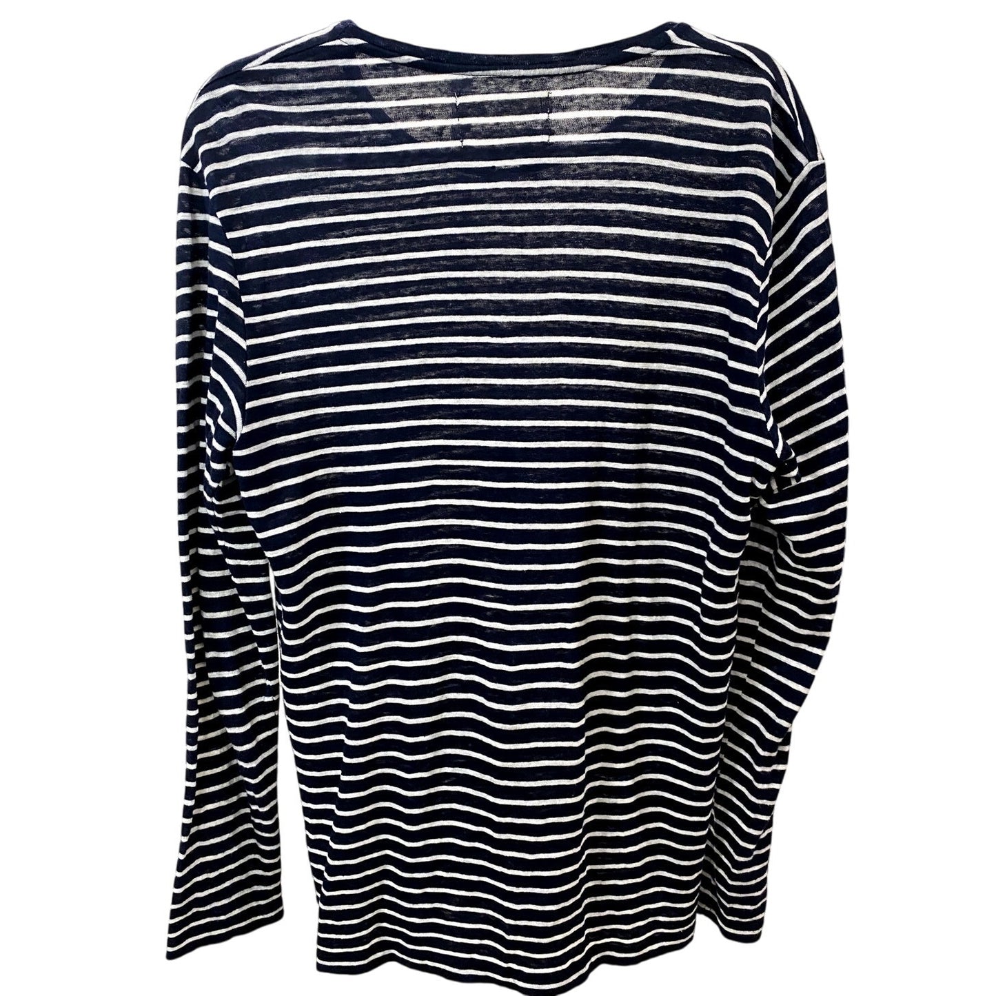 Zara Essentials Linen Blue/White Striped Top - Size Large (NWOT)