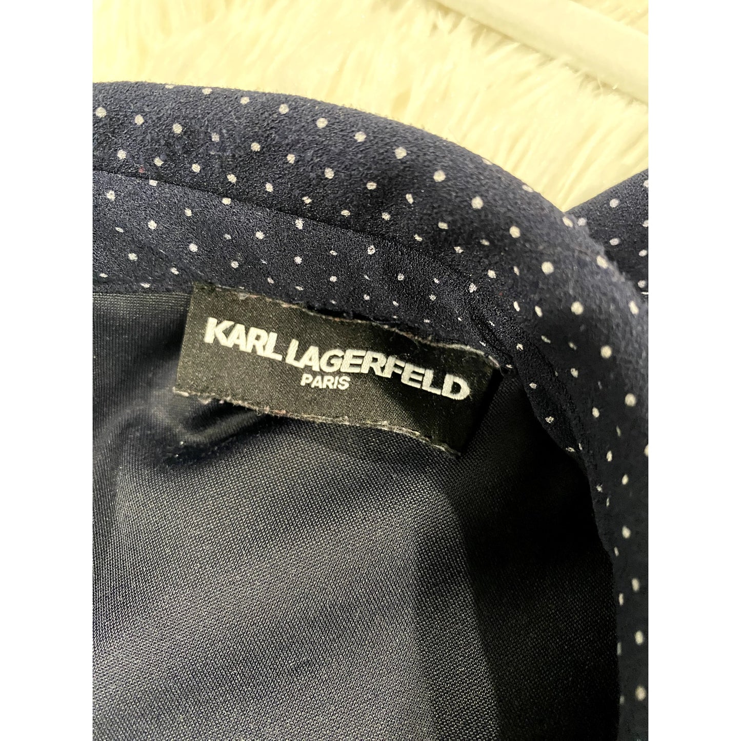 Karl Lagerfeld Blue Sleeveless Polka Dot Blouse - Size XL (VGUC)