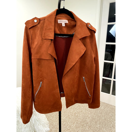 Philosophy Faux Leather Burnt Orange Jacket - Size XL (EUC)