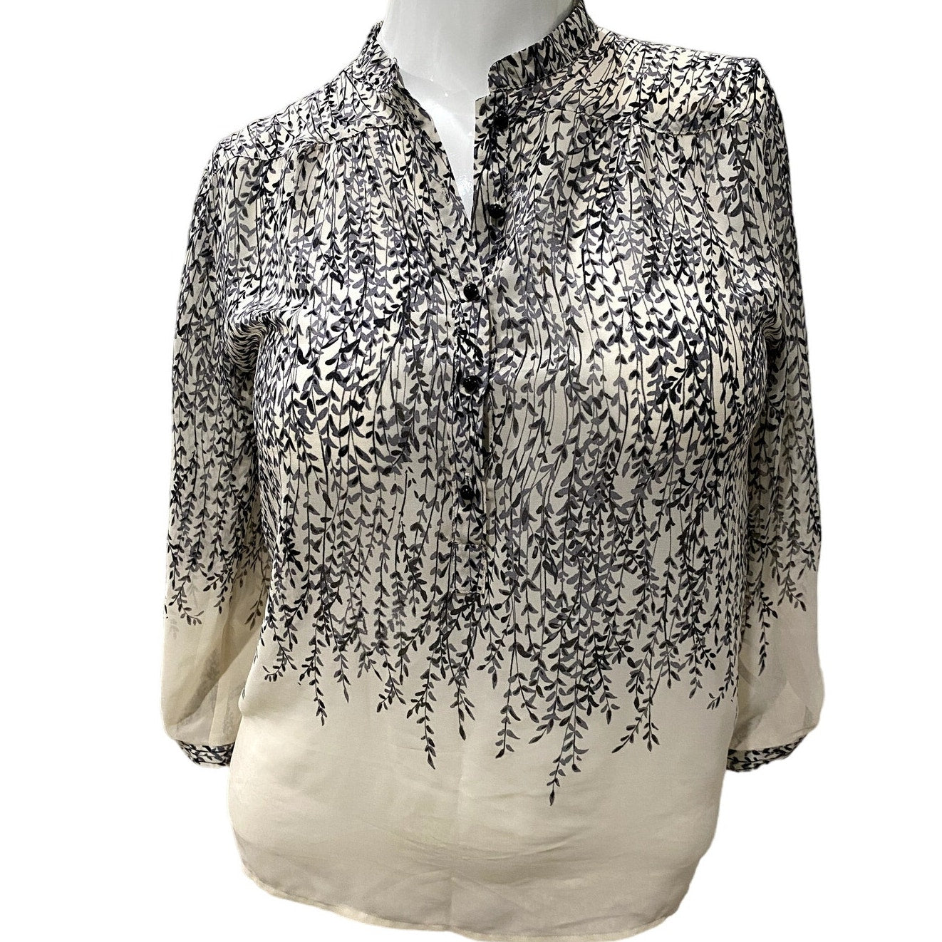 Coldwater Creek Black/Ivory Printed Blouse - Size Medium (EUC)