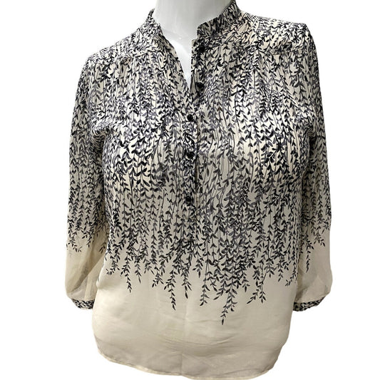 Coldwater Creek Black/Ivory Printed Blouse - Size Medium (EUC)